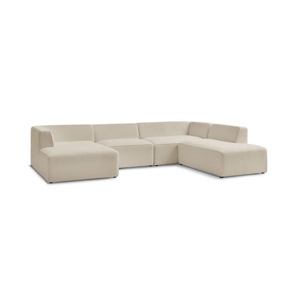 Smėlio spalvos iš boucle modulinė kampinė sofa (su dešiniuoju kampu/„U“ formos) Megeve – Bobochic Paris