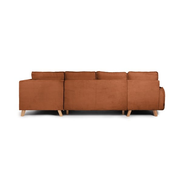 Iš kordinio velveto sulankstoma kampinė sofa oranžinės spalvos (su dešiniuoju kampu/„U“ formos) Tori – Bonami Selection-image-4