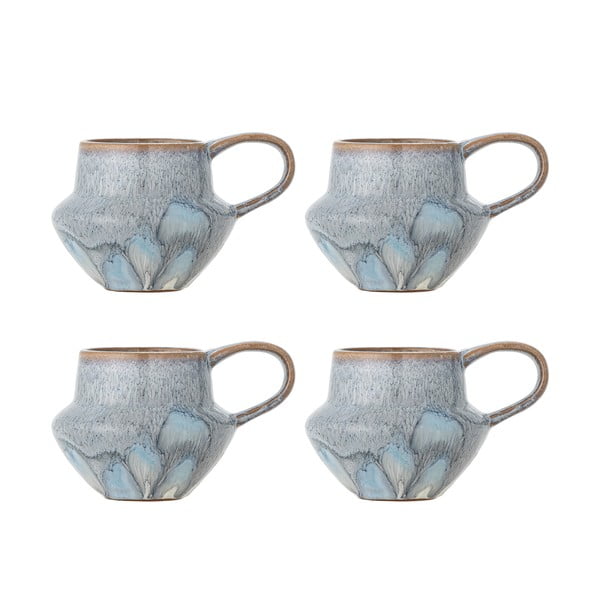 Šviesiai mėlynos spalvos iš akmens masės puodeliai 4 vnt. 300 ml Bessie – Bloomingville