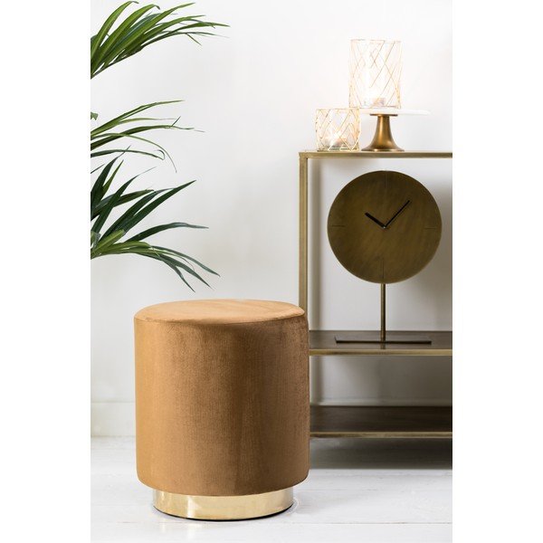 Iš velveto pufas auksinės spalvos/šviesiai rudos spalvos Nadien – Light & Living-image-1