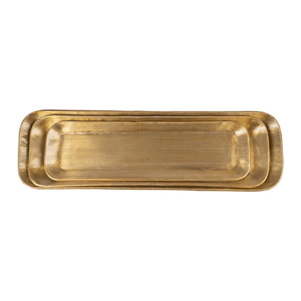 Iš metalo dekoratyviniai padėklai 3 vnt. 14x48 cm Grau – Ixia