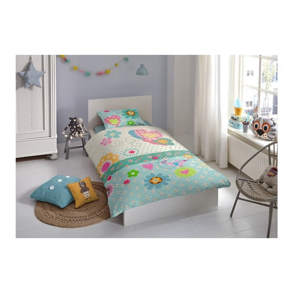 Medvilninė vaikiška viengulė patalynė "Good Morning Cute Love", 140 x 200 cm-image-1