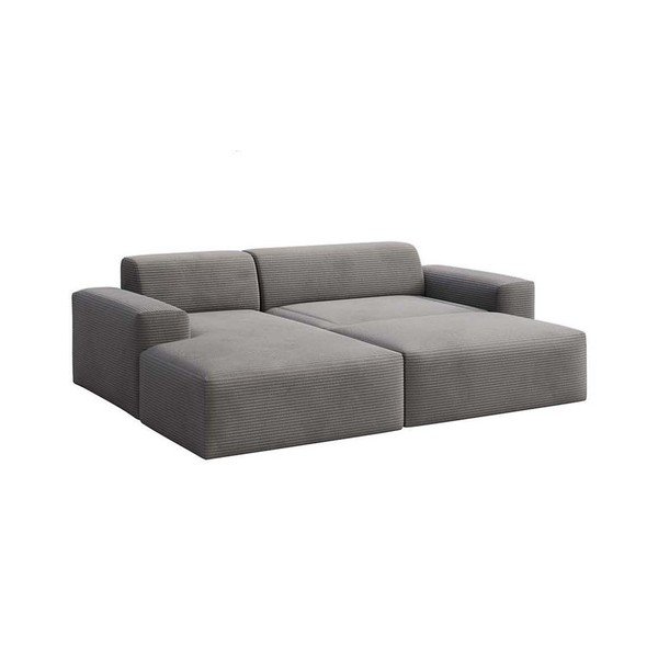 Pilkos spalvos iš kordinio velveto sulankstoma/su sandėliavimo vieta kampinė sofa (su kairiuoju kampu/su gultu) Villet – Rodier-image-4