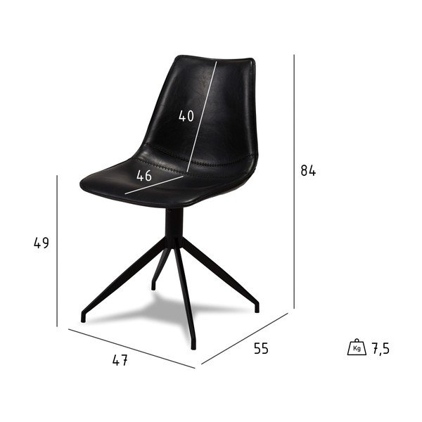 Su pasukimo funkcija valgomojo kėdės juodos spalvos 2 vnt. Isabel – Furnhouse-image-4