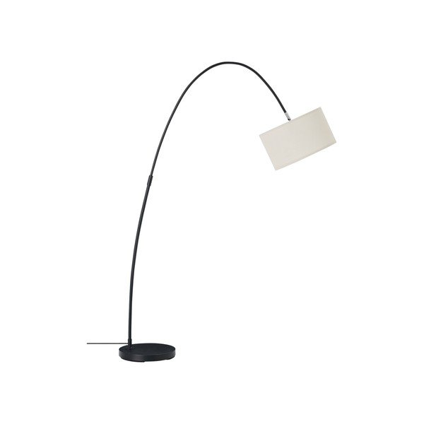 Baltos spalvos/juodos spalvos iš tekstilės pastatomas šviestuvas su sulankstoma konstrukcija (aukštis 145 cm) Arc – Ellos Home
