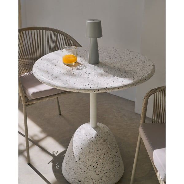 Iš terrazo cemento apvalios formos valgomojo stalas baltos spalvos ø 70 cm Saura – Kave Home-image-1