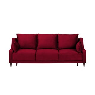 Raudonos spalvos aksominė sofa-lova su patalynės dėže Mazzini Sofas Freesia, 215 cm