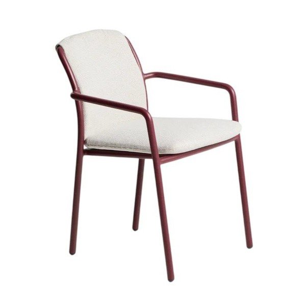 Bordo spalvos paminkštinto audinio sodo kėdė Linosa – Kave Home