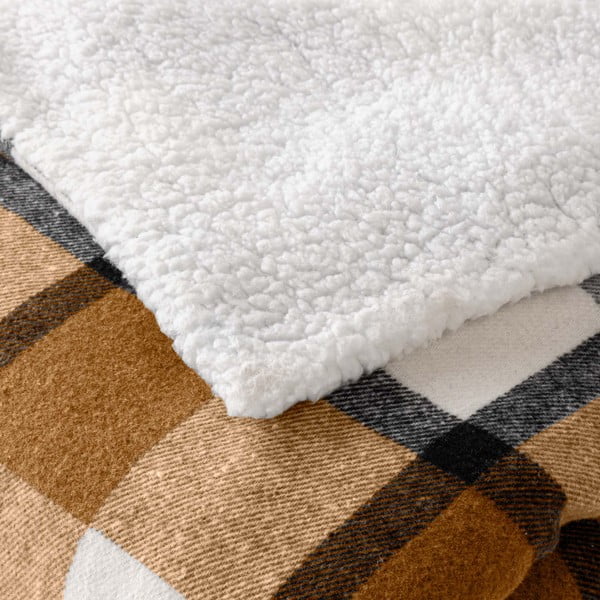 Rudos spalvos iš sherpa vilnos antklodė ir pledas 125x150 cm Ecossais – douceur d'intérieur-image-3