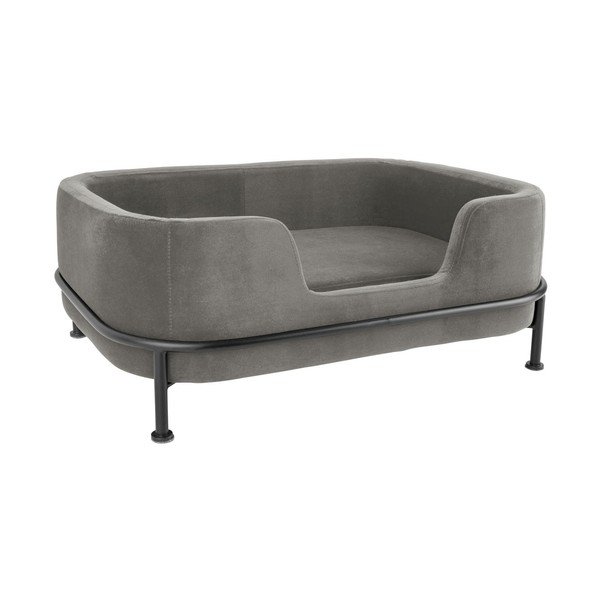 Pilkos spalvos aksominė lova augintiniui 42x63 cm Puffed – Leitmotiv-image-2
