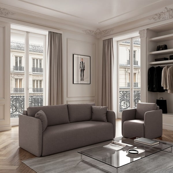 Pilkos spalvos sulankstoma sofa 220 cm Chaum – Rodier-image-1