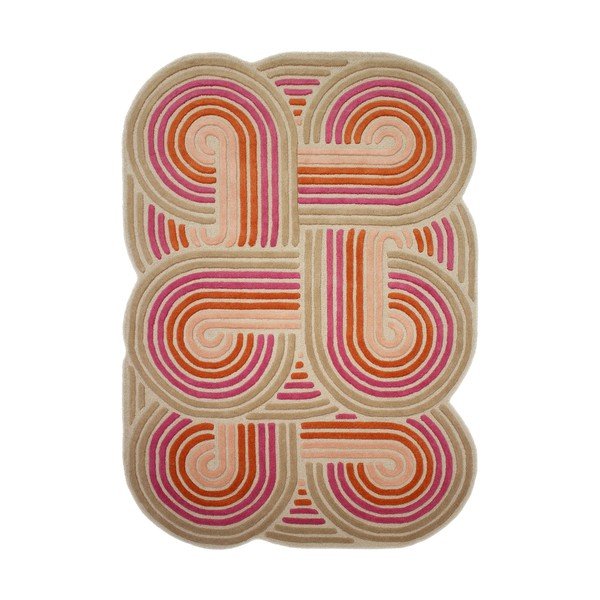 Rankų darbo rožinės spalvos iš vilnos kilimas 140x200 cm Spiral Shaped  – Flair Rugs