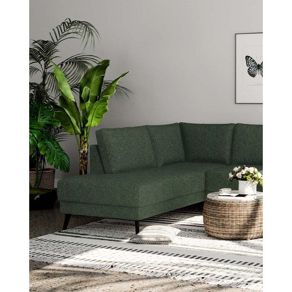 Tamsiai žalios spalvos kampinė sofa (su kairiuoju kampu/„U“ formos) Fynn – Ghado-image-3