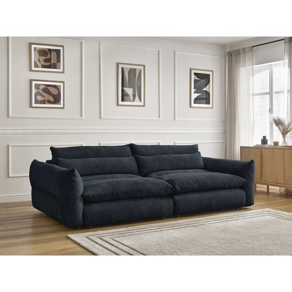 Tamsiai mėlynos spalvos sofa iš šenilinio audinio 276 cm Neil – Bobochic Paris-image-1