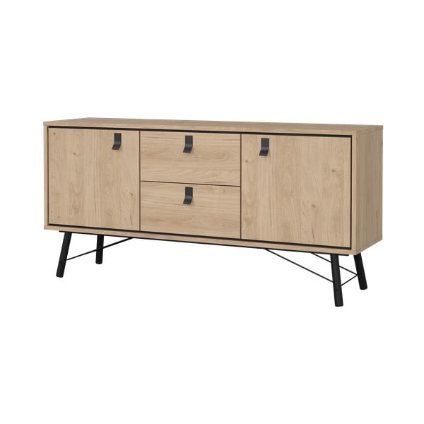 Natūralios spalvos šoninė spintelė iš ąžuolo 150x72x40 cm Ry – Tvilum-image-4