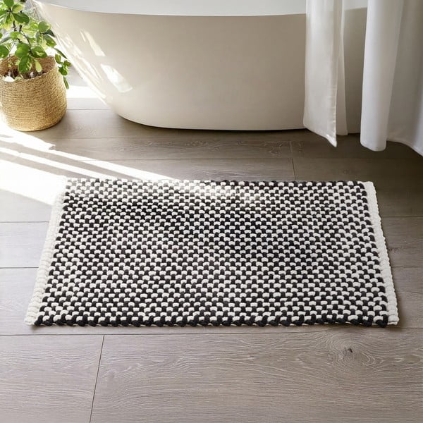 Juodos ir baltos spalvos iš tekstilės vonios kilimėlis 50x80 cm Covelo – Wenko-image-1