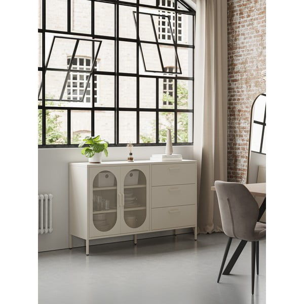 Šoninė spintelė kreminės spalvos 140x90 cm Diora – Marckeric-image-1