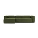 Žalios spalvos iš kordinio velveto kampinė sofa (su kairiuoju kampu/su gultu) Blok – Kave Home