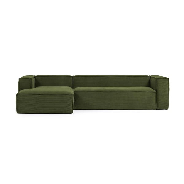 Žalios spalvos iš kordinio velveto kampinė sofa (su kairiuoju kampu/su gultu) Blok – Kave Home
