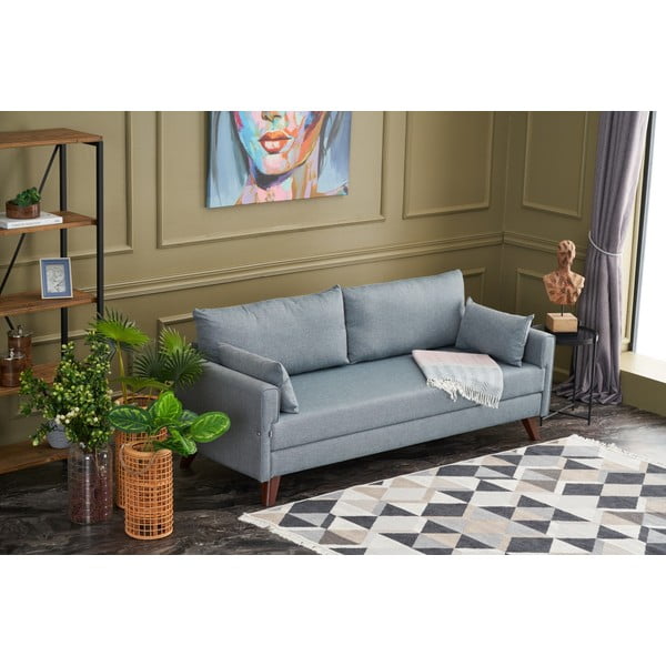 Sulankstoma sofa šviesiai mėlynos spalvos 208 cm Bella – Balcab Home-image-1