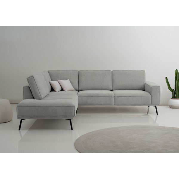 Šviesiai pilkos spalvos kampinė sofa iš šenilinio audinio (su kairiuoju kampu/„L“ formos) Amsterdam – Scandic-image-1