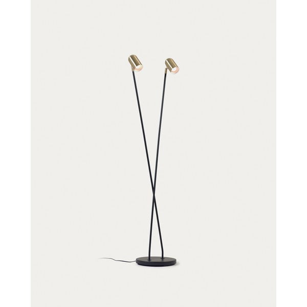 Juodos spalvos/auksinės spalvos pastatomas šviestuvas (aukštis 152 cm) su metaliniu gaubtu Clemence – Kave Home-image-3