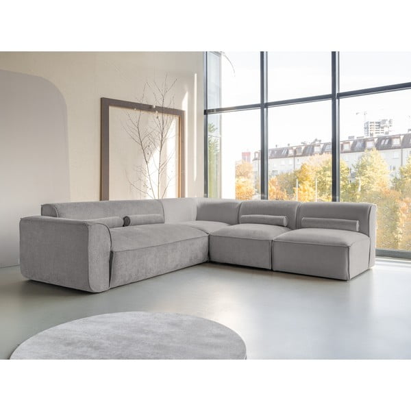 Kampinė sofa šviesiai pilkos spalvos (su dešiniuoju kampu) Flex Felix – Miuform-image-3