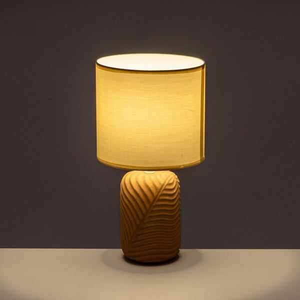 Stalinis šviestuvas raudonos plytų spalvos/kreminės spalvos (aukštis 39 cm) su tekstiliniu gaubtu – Casa Selección-image-1