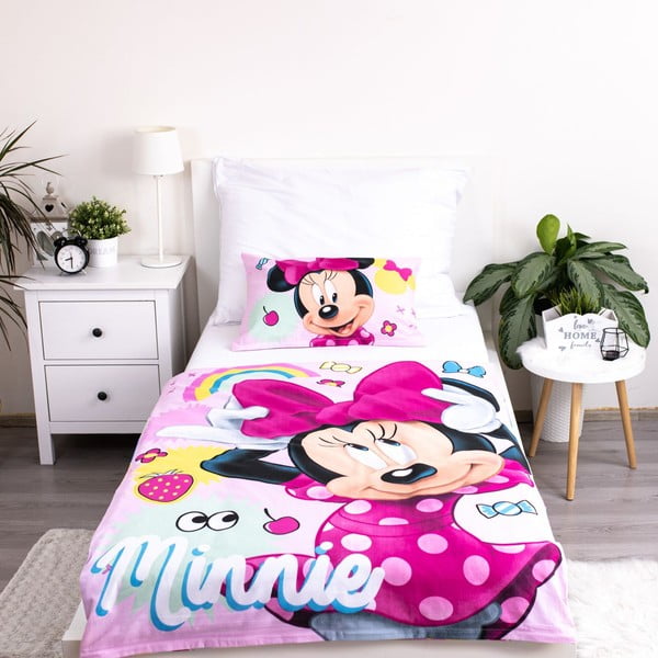 Rožinės spalvos iš medvilnės vaikiška patalynė vaikiškai lovai 100x135 cm Minnie "Sweet" – Jerry Fabrics-image-2