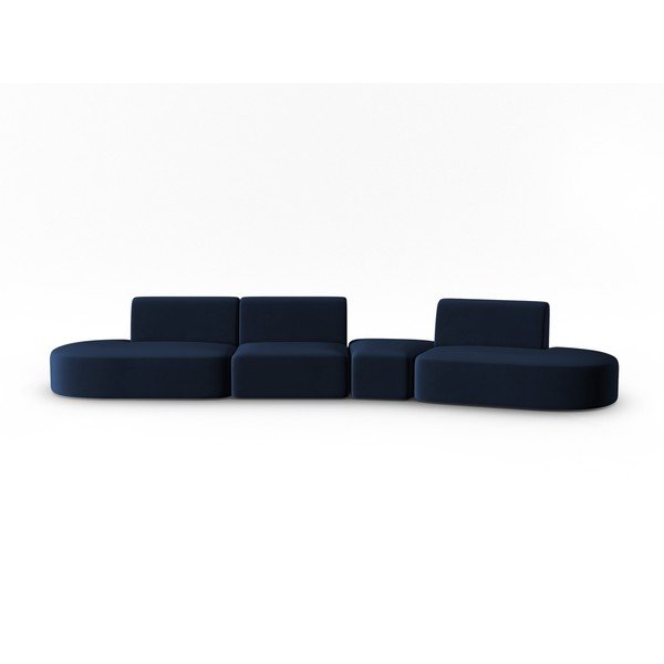 Mėlynos spalvos iš velveto sofa su dešiniuoju kampu 428 cm Paolo – Milo Casa