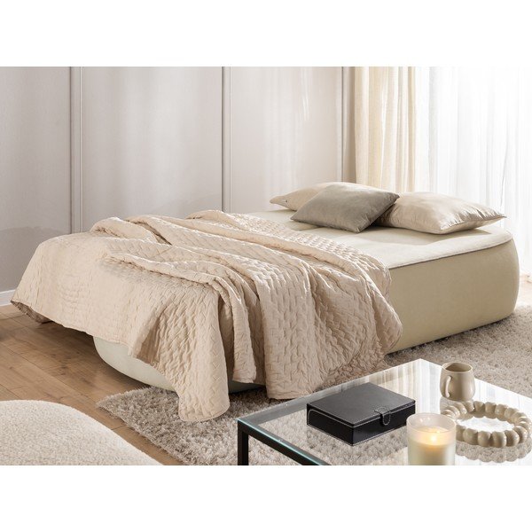 Smėlio spalvos/taupe spalvos sulankstoma/su sandėliavimo vieta sofa iš velveto 210 cm Saga – Ropez-image-3