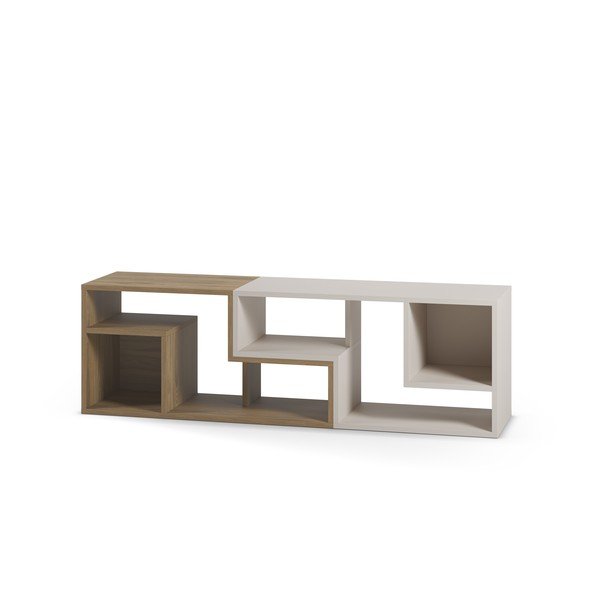 Baltos spalvos/natūralios spalvos kampinė TV spintelė iš ąžuolo 145x45x35 cm Glina – Marckeric-image-3