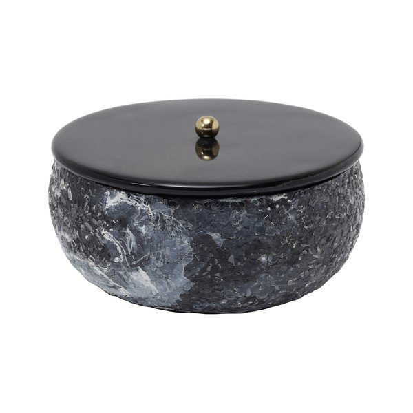 Juodos spalvos iš metalo daiktadėžė su dangčiu/dekoratyvinė ø 16,5x7,5 cm Mosaic Marble – PT LIVING