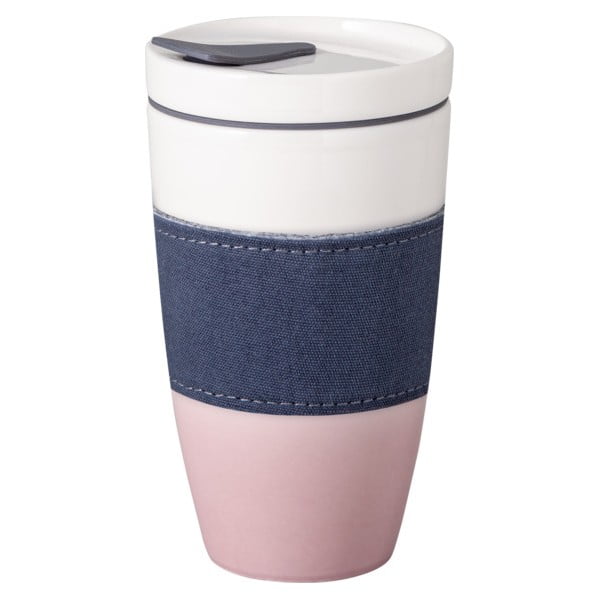 Rožinės ir baltos spalvos porcelianinis kelioninis termopuodelis Villeroy & Boch Like To Go, 350 ml-image-3