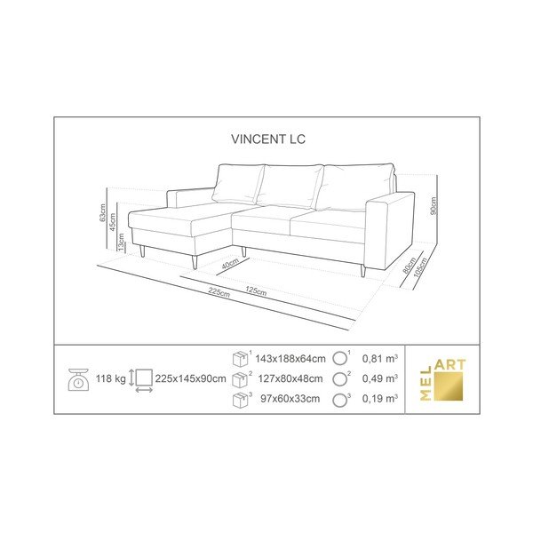 Smėlio spalvos kampinė sofa-lova su šezlongu kairėje pusėje Mazzini Sofas Iris-image-4