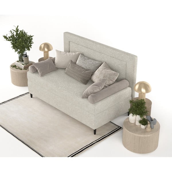 Viengulė lova pilkos spalvos/smėlio spalvos audiniu dengta 100x200 cm Alba – Maison de Rêve-image-4