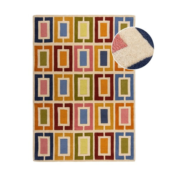 Rankų darbo iš vilnos kilimas 80x150 cm Retro Blocks – Flair Rugs