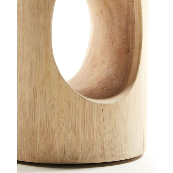 Iš masyvios munggur medienos apvalios formos šoninis stalas ø 30 cm Halker – Kave Home-image-4