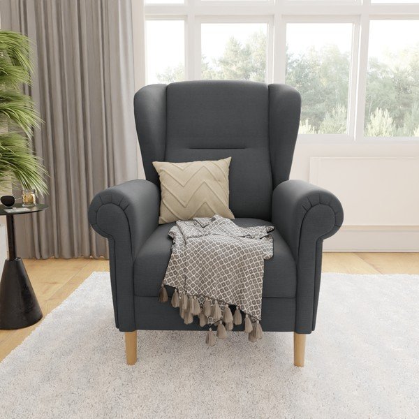 Tamsiai pilkos spalvos krėslas su atlošu Swan – Ropez-image-1