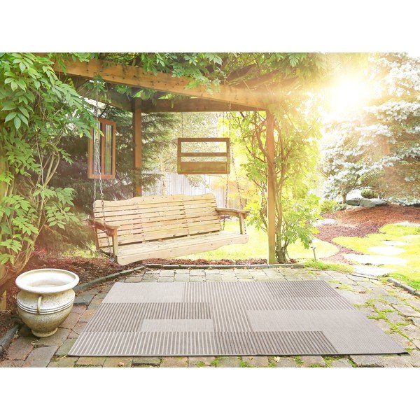 Smėlio spalvos lauko kilimas Universal Cork Squares, 130 x 190 cm-image-1