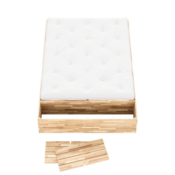 Iš pušies masyvo dvigulė lova natūralios spalvos su sandėliavimo vieta su lovos grotelėmis 160x200 cm Basement Bed – Karup Design-image-4