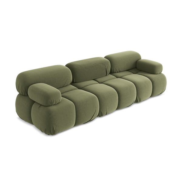 Šviesiai žalios spalvos iš velveto sofa 285 cm Lokua – Makamii-image-2