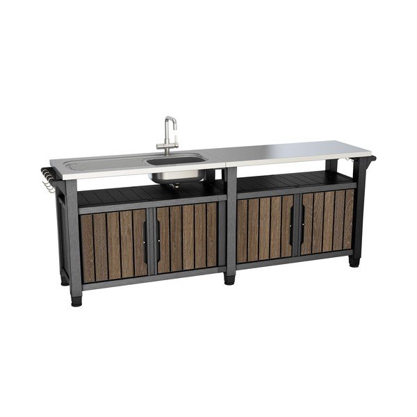 Sodo virtuvė iš riešutmedžio 237x52 cm Unity Chef – Keter