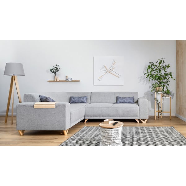 Šviesiai pilkos spalvos sulankstoma/su sandėliavimo vieta kampinė sofa (su kairiuoju kampu/„L“ formos) Classy Sophie – Miuform-image-1