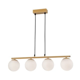 Baltos spalvos/natūralios spalvos kabantis šviestuvas su stiklo gaubtu Carrine – Candellux Lighting