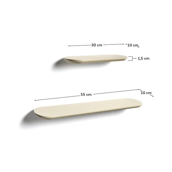 Smėlio spalvos sieninės lentynos 2 vnt. 55 cm Arely – Kave Home-image-4