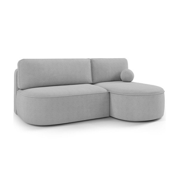 Pilkos spalvos sulankstoma/su sandėliavimo vieta kampinė sofa iš šenilinio audinio (su dešiniuoju kampu/su gultu) Livosa – ELTAP