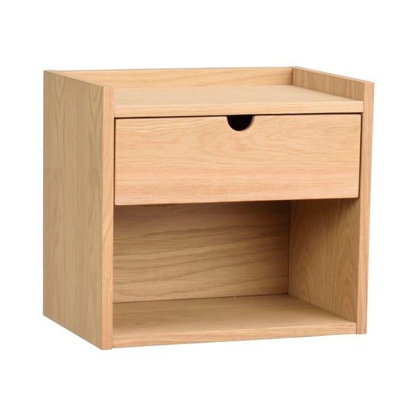 Iš ąžuolo masyvo pakabinamas/su lentynomis naktinis staliukas natūralios spalvos Hillmond – Rowico-image-3