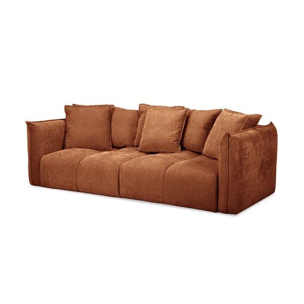 Oranžinės spalvos sofa iš šenilinio audinio Harlem – Bobochic Paris-image-4