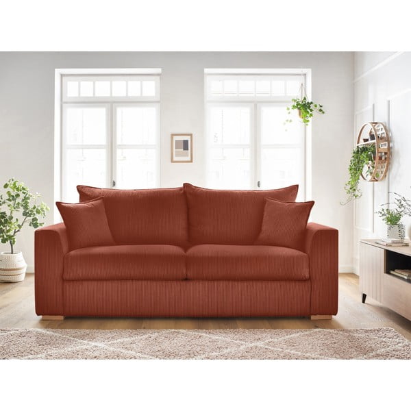 Iš kordinio velveto sulankstoma sofa raudonos plytų spalvos 225 cm Augustin – Bobochic Paris-image-1